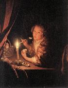SCHALCKEN, Godfried Girl Eating an Apple sg oil painting reproduction